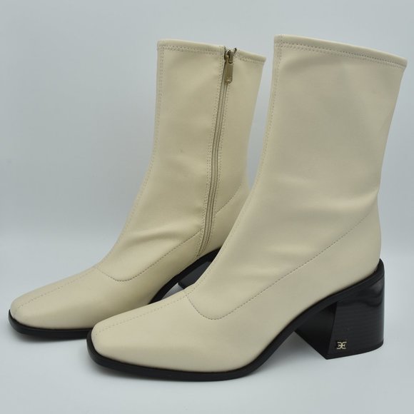 Sam Edelman Wells Zip-Up Block Heel Fashion Boots, Modern Ivory, Women's Size 10 - Picture 5 of 16
